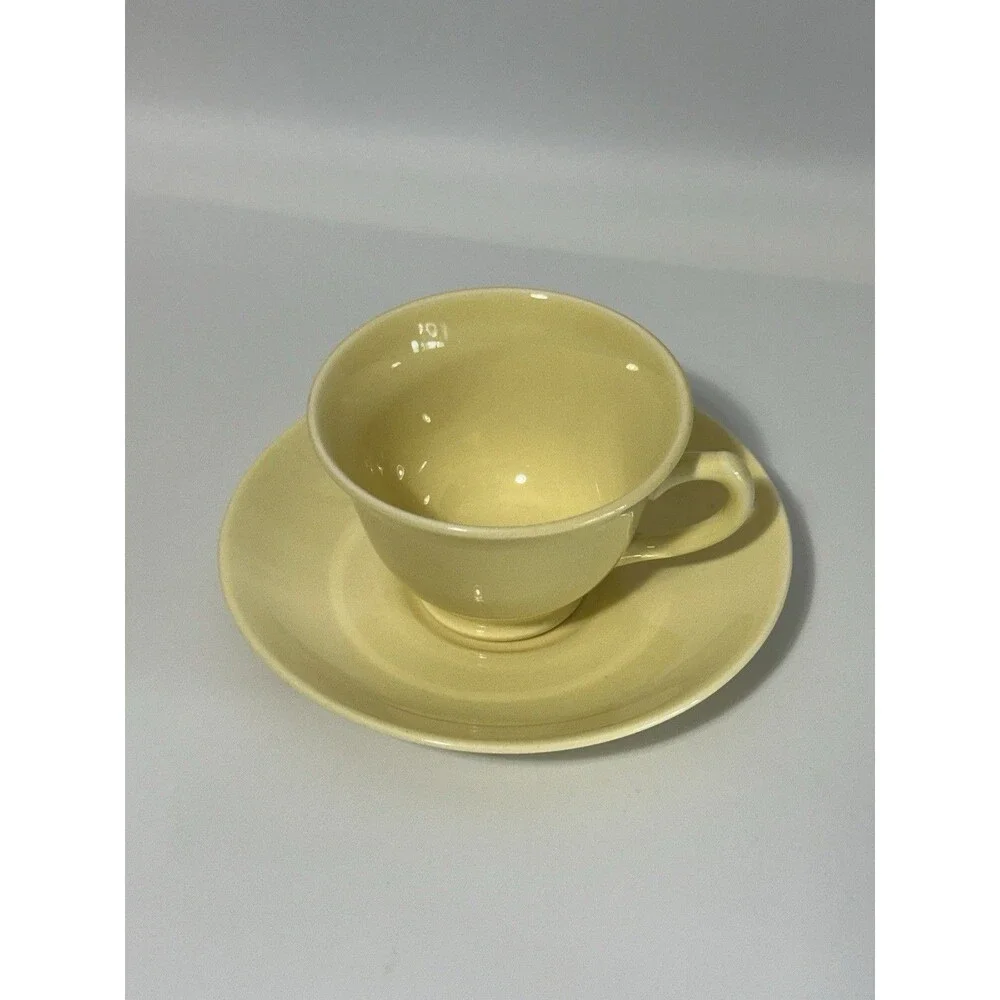 VTG LuRay Pastels TS&T Footed Cup & Saucer Set - Pastel Yellow